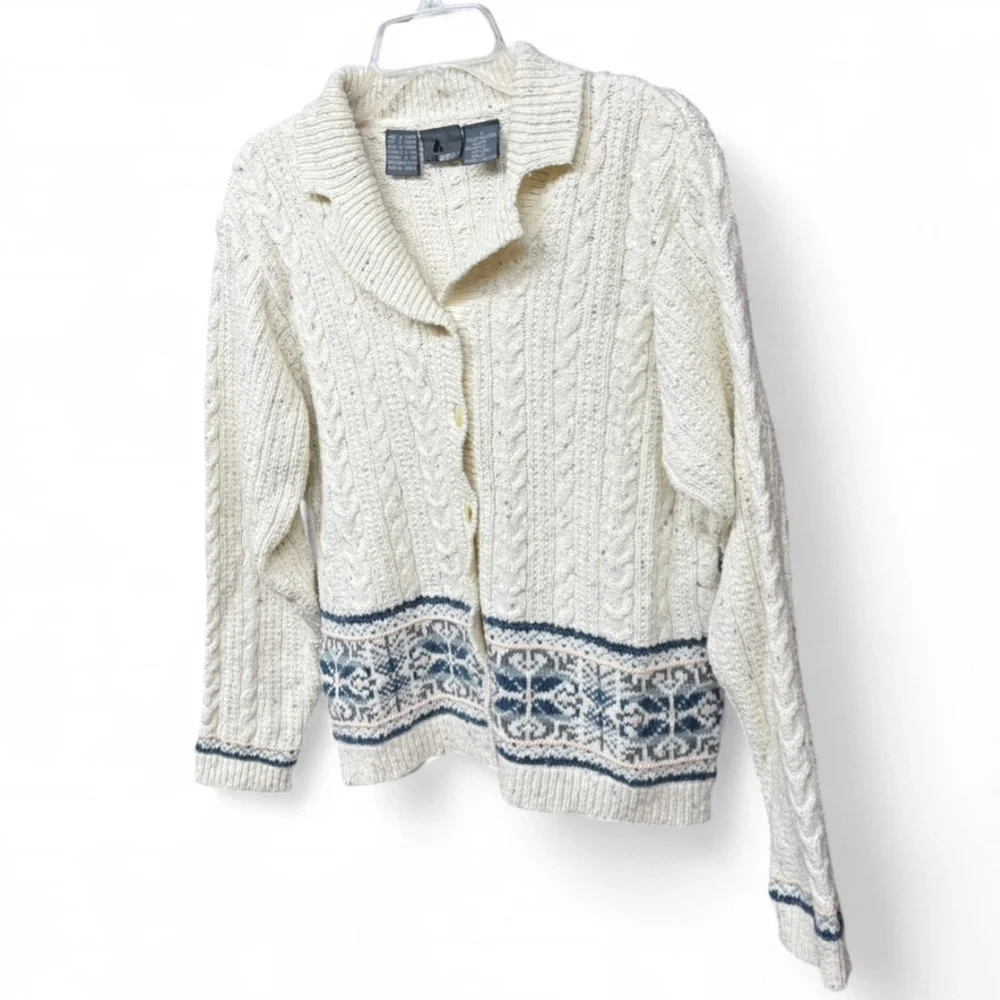 Vintage 90s Lizwear Coastal Cable Knit Cardigan, Size Small - Picture 7 of 10